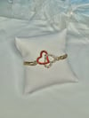 DIAMOND DOUBLE RED HEART CHAIN BRACELET 