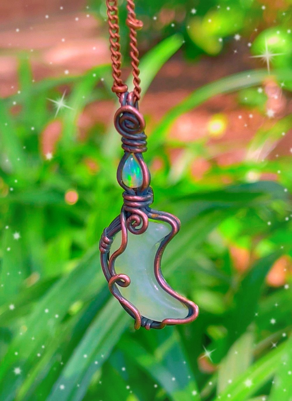 Jade + Opal Mini Moon Pendantz 