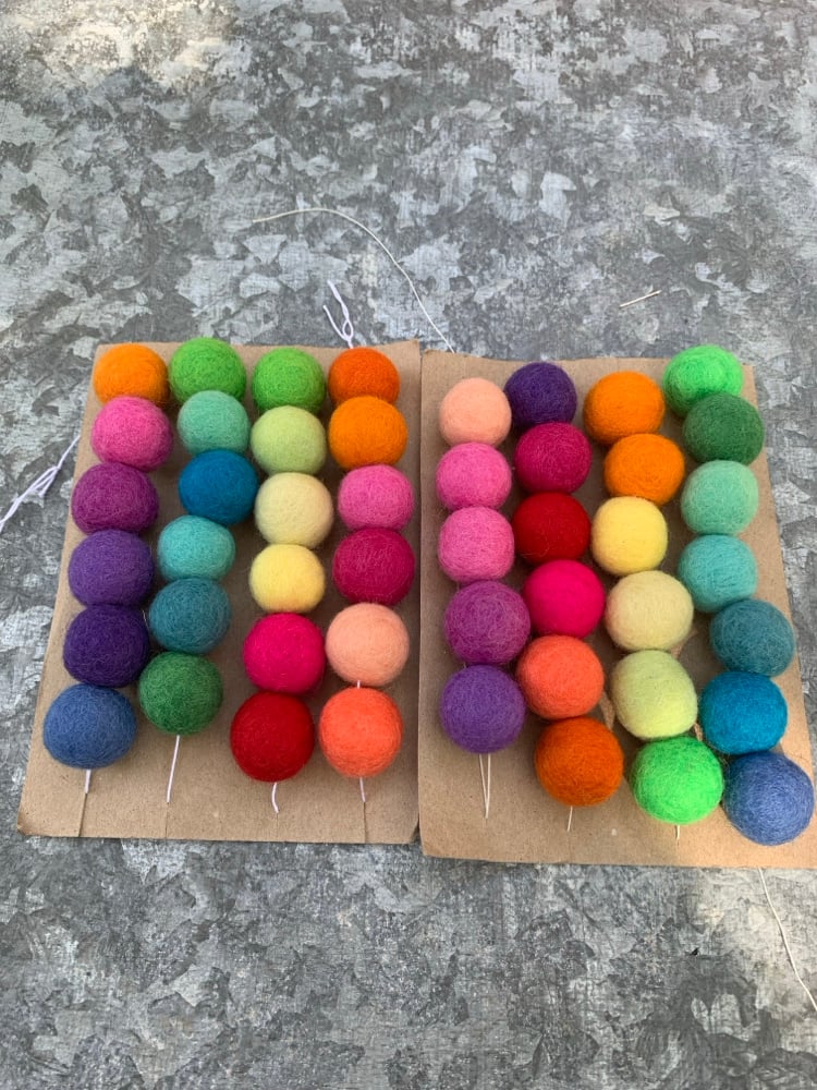 Image of Holiday Colorful Wool Garland #2 twelve feet 48 balls