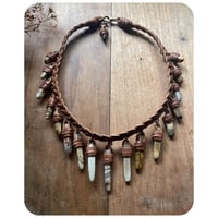 Image 3 of SALE - The Empress Necklace - Mixed Jaspers and Chestnut Brown Leather