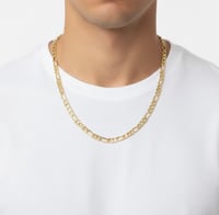 Image 2 of 8mm Figaro Chain Necklace – 24” Gold Plated | Thick & Heavy |