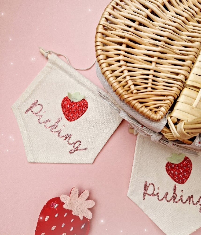 Image of FIVER FRIDAY Strawberry Picking Hanging Banner.