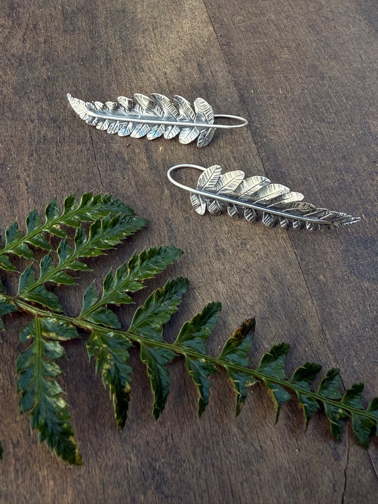 Image of Sterling Cinnamon Fern Earrings