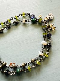 Image 5 of peridot and emerald double strand charm bracelet