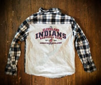 Upcycled “CLE Indians” t-shirt flannel