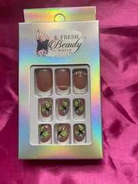 Image 1 of Nails - Short (French Butterfly Design)