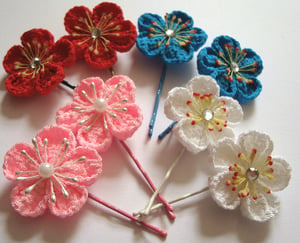 Image of Colourful Kanzashi Bobby Pins - pair