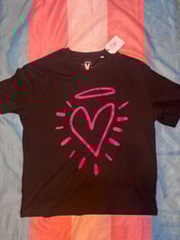 Image 2 of Black tshirt with pink heart logo 