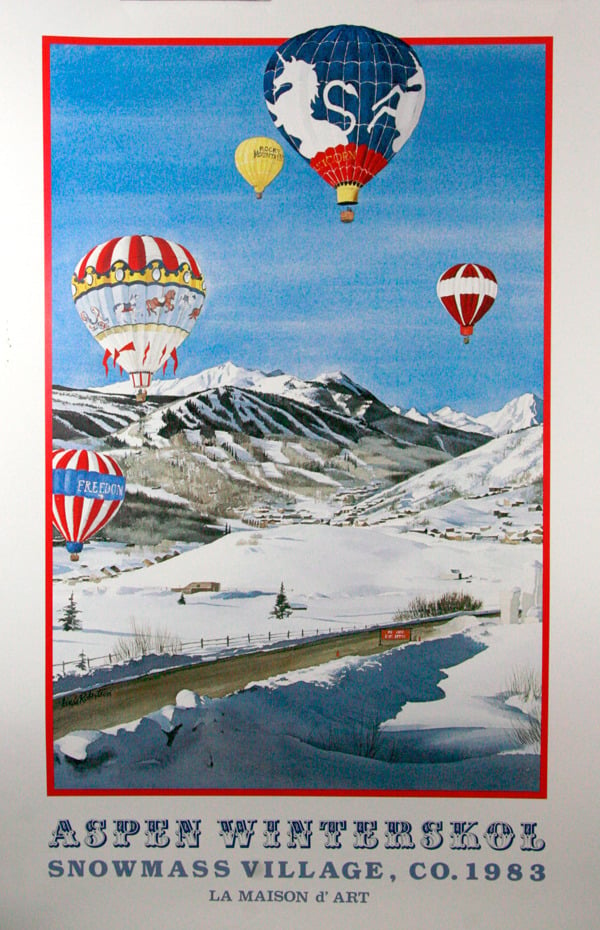 Image of 1983 Aspen Snowmass Winterskol Balloons Vintage Poster