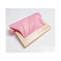 Image 1 of Pink Leather & Timber Clutch 