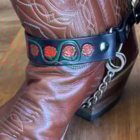 Image 4 of BLACK- SNAKES N ROSES BOOT STRAPS