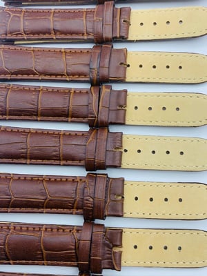 Image of LOTS OF 5 & 10 X CROC  STYLE OMEGA LEATHER GENTS WATCH STRAPS,20mm,BLACK,BROWN,WITHOUT BUCKLES.