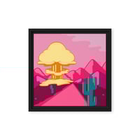 “Destruction in Yellow” – Framed Canvas Print | Bold Desert Pop Art