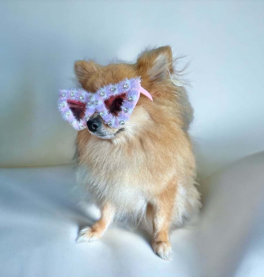 Image of Pet Props Sunglasses Pink Fur & Diamonds