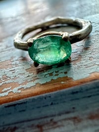 Image 10 of emerald ring with twig band . size 7