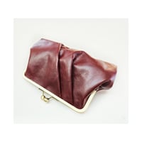 Image 1 of Burgundy Pleated Leather Clutch