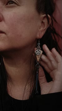Image 7 of Labradorite and bone pentagram earrings 