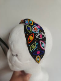 Image 3 of Black all seeing evil eye protection Bag and multi coloured eye head band 