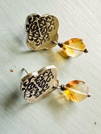 Image 9 of sterling silver post earrings with faceted citrine gemstones