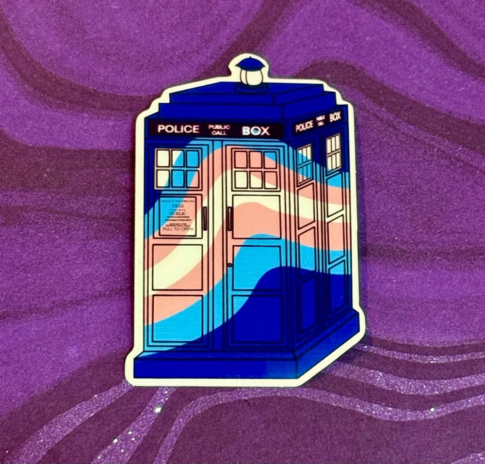 Image of Transgender Pride Tardis Sticker