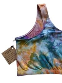 Image 7 of 2X Plus (46)  Cotton-Blend Tank Bralette in Earthy Rainbow Watercolor Ice Dye