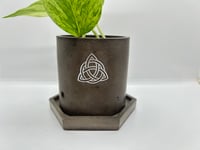 Image 2 of 3”x3” Circular Cement Pot with Celtic Knot Sticker
