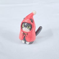 Image 3 of Santa coat tuxedo cat ceramic figurine