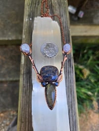 Image 5 of Electroformed pomegranate wood, sodalite,  labradorite,  kyanite, and moonstone necklace
