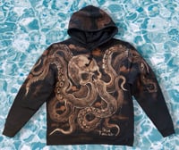 Image 1 of “GOTH-TOPUS” CUSTOM BLEACH PAINED PULLOVER HOODIE XL