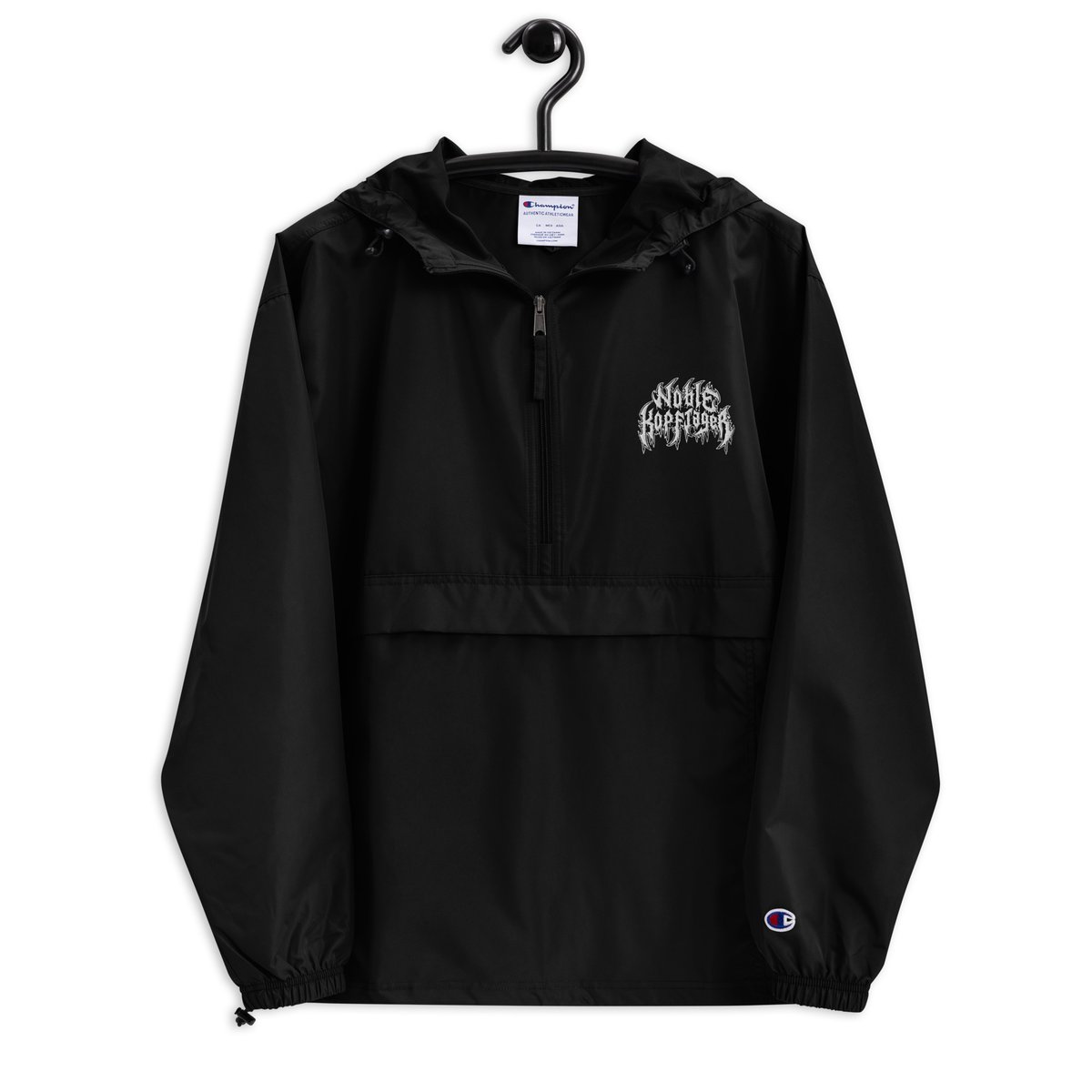Anorak Jacket Black And White Champion Windbreaker Embroidered