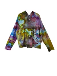 Image 2 of S Ladies French Terry Bamboo Blend Hoodie in Bold Watercolor Ice Dye