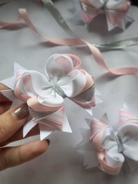 Image 1 of White and Pink Hair Bow