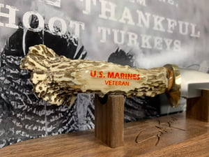 Image of U.S. Marine Veteran Replica Antler Knife with Stand