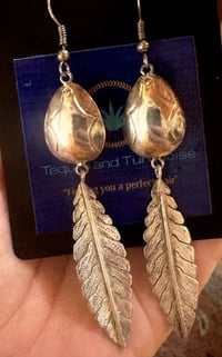 Image 1 of Concho & feather long earrings 