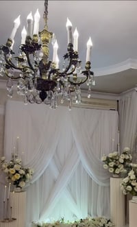 Image 4 of Velvet 16ft H x 52" W Drape/Backdrop Curtain Panel - White   16 $14 for rent only 