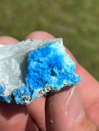 Image 8 of Cyanotrichite On Green Fluorite Matrix Specimen | Guizhou China #2925