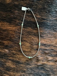 16” Green Turquoise & Sterling Silver Graduated Pearl Necklace 