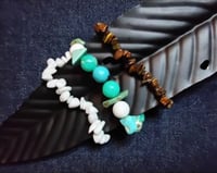 Image 1 of Stretch bracelet trio  (tiger eye,white agate, turquoise howlite) 