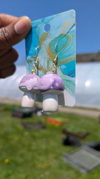 Image 2 of Lavender Ice Cream Mushroom Dangles 