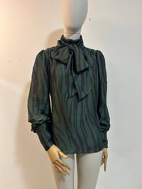 Image 1 of Printed Silky Tie Neck Blouse