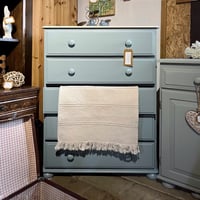 Neutral Turquoise Pine Chest of Drawers 