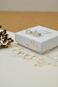 Image 4 of Soft triangle textured silver stud earrings 