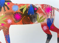 Image 3 of Orange and blue mono printed and collaged horse 