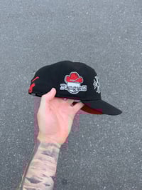 Image 3 of RED BRIM BLACK TEXAS RANGERS CUSTOM FITTED CAP