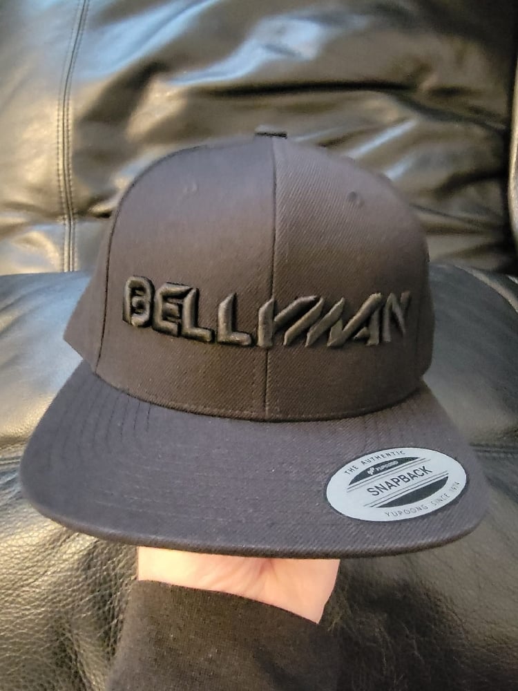 Image of Classic Bellyman Snapback Hat Black with Black Writing