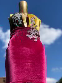 Image 1 of “AMINA” Rhinestone Colorblock Homecoming Dress