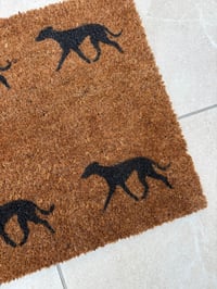 Image 2 of Trotting Sighthounds Door Mat - Black