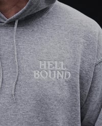 Image 2 of PREORDER: 'HELLBOUND' EMBROIDERED PULLOVER HOODIE (GREY)