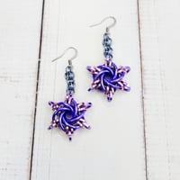 Image 3 of Pastel Starry Night Chainmaille Earrings