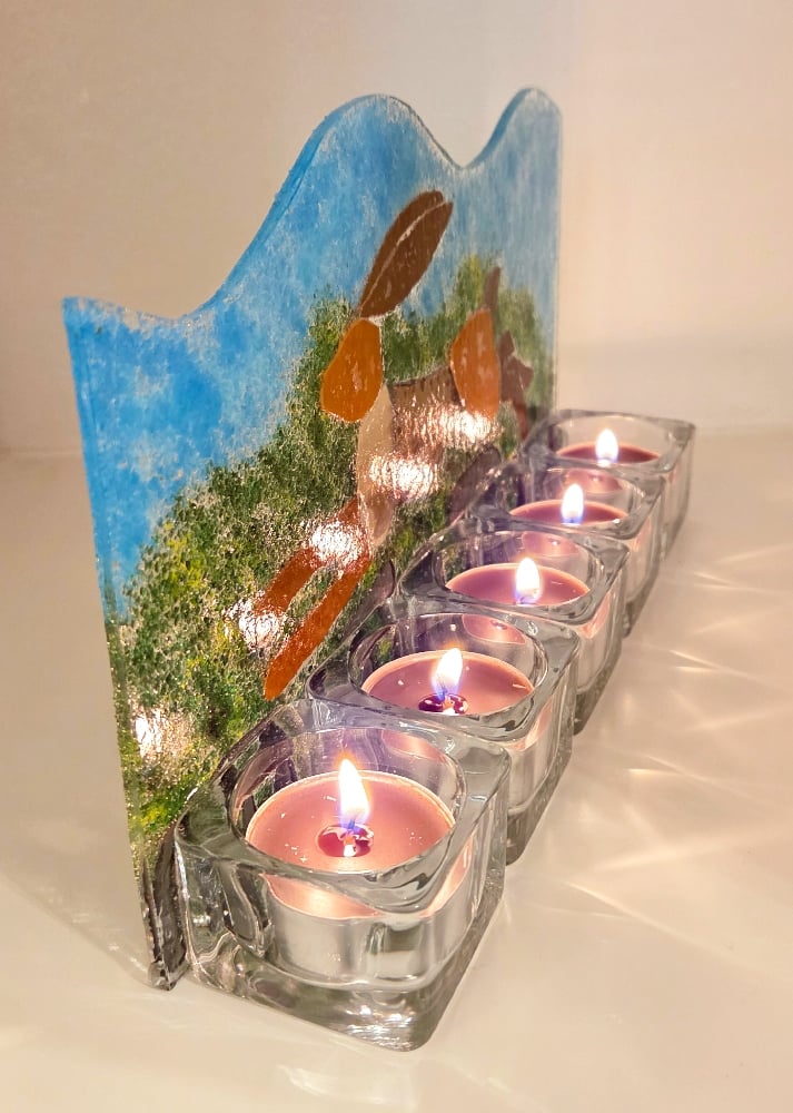Image of Leaping Stonehenge Hare Tea Light Holder